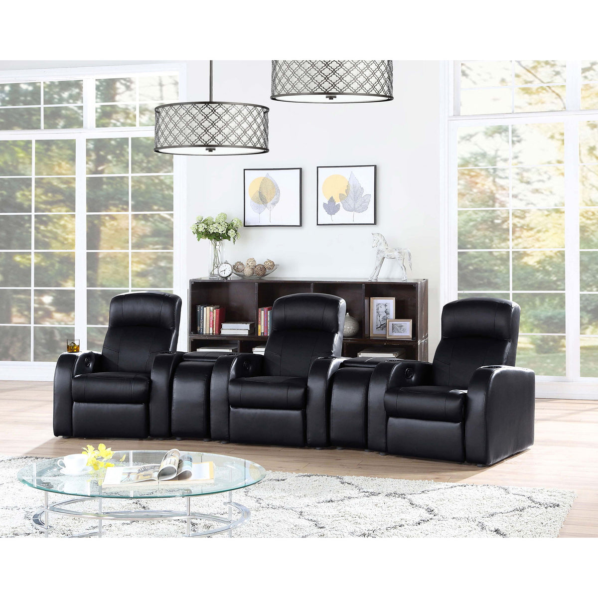 Upholstered Recliner With Cup Holder Comfort Lounge Chair - Black