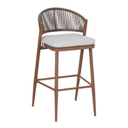 Outdoor Bar Height Metal Frame Counter Stools With Scallop Shaped Backrest & Water Resistant Cushions - R&R Furniture Gallery (Fountain Valley, CA)