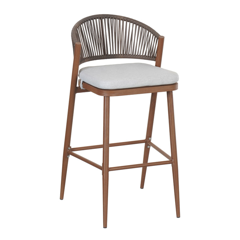 Outdoor Bar Height Metal Frame Counter Stools With Scallop Shaped Backrest & Water Resistant Cushions - R&R Furniture Gallery (Fountain Valley, CA)