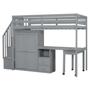 Loft Bed With Stairs, Bookshelf, Drawers, Desk & Wardrobe, Space Saving Multifunctional Furniture - R&R Furniture Gallery (Fountain Valley, CA)