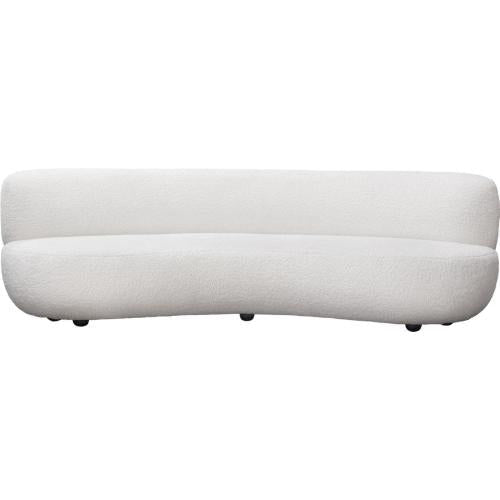 Simone Curved Sofa in White Faux Sheepskin Fabric