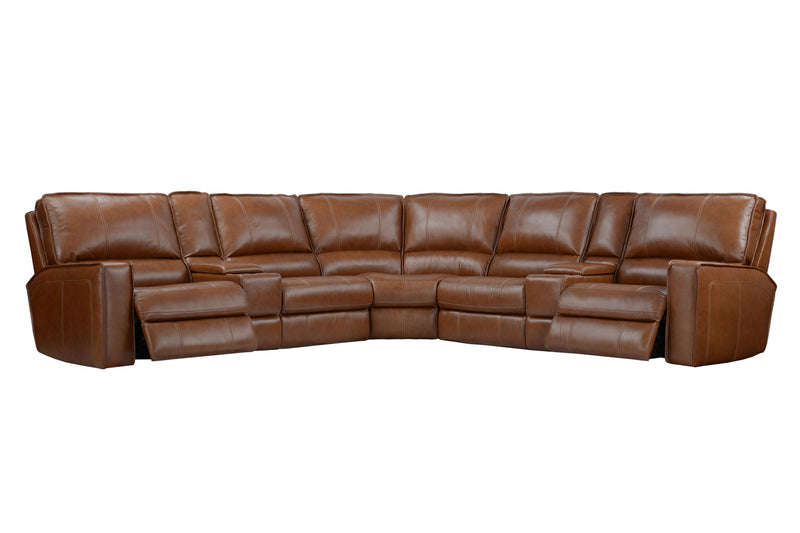 Rockford - 7 Piece Modular Power Reclining Sectional With Power Adjustable Headrests - Verona Saddle - R&R Furniture Gallery (Fountain Valley, CA)