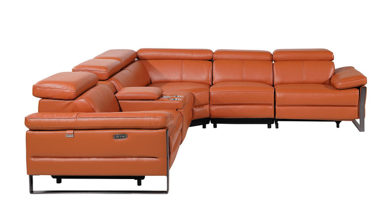 1246 - 6-Piece L-Shaped Modular Power Reclining Sectional With 3 Power Recliners And Power Headrests