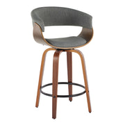 Pair of Lumi Source Vintage Mod mid-century modern fixed height counter stools with swivel and round footrest, set of two.