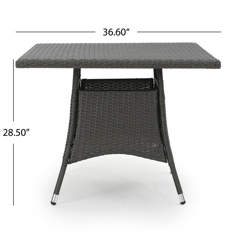 Outdoor Rattan Square Dining Table With 4 Legs - Gray - R&R Furniture Gallery (Fountain Valley, CA)