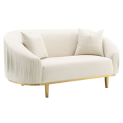 Martina - Loveseat With 2 Pillows - Ivory Velvet - R&R Furniture Gallery (Fountain Valley, CA)