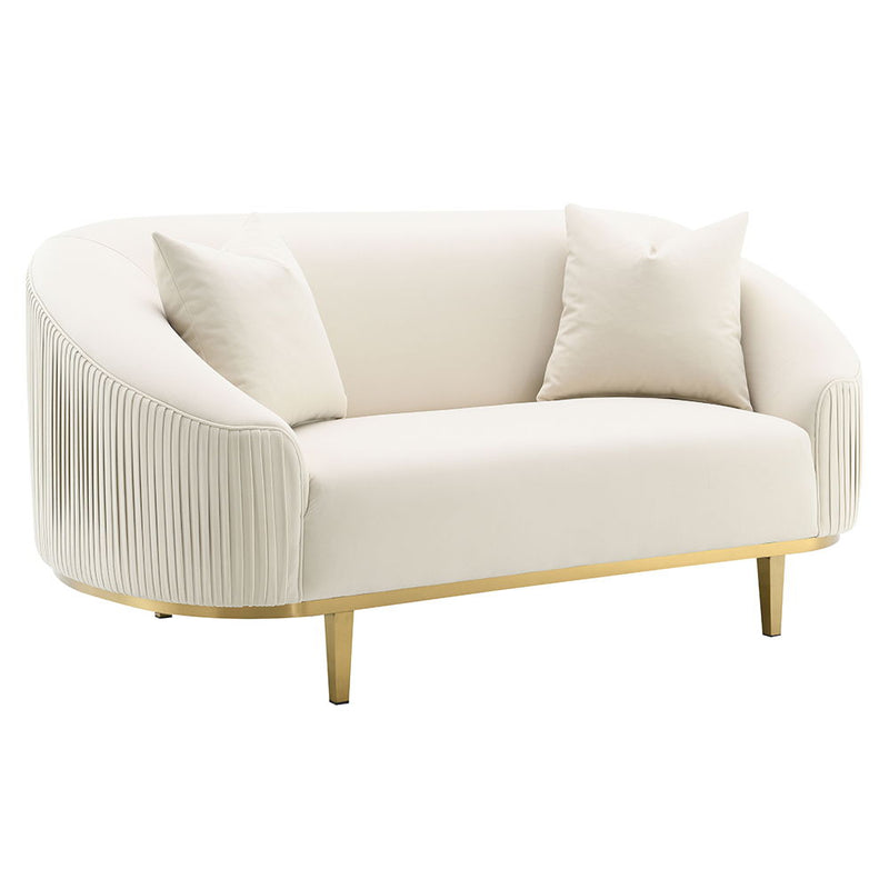 Martina - Loveseat With 2 Pillows - Ivory Velvet - R&R Furniture Gallery (Fountain Valley, CA)