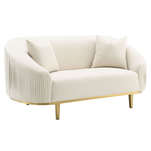 Martina - Loveseat With 2 Pillows - Ivory Velvet - R&R Furniture Gallery (Fountain Valley, CA)
