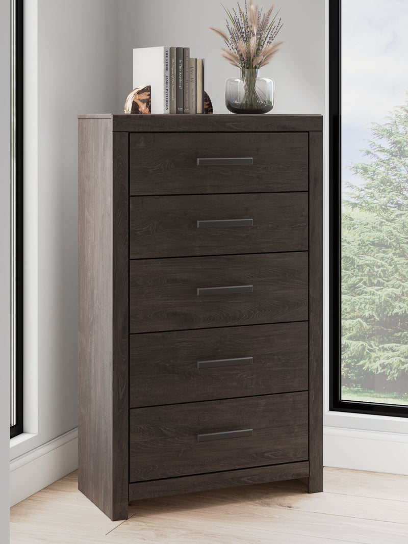 Prendonea - Five Drawer Chest - Charcoal - R&R Furniture Gallery (Fountain Valley, CA)