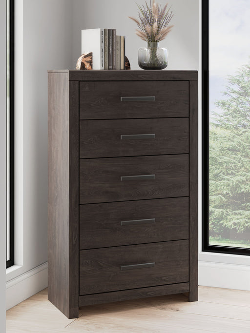 Prendonea - Five Drawer Chest - Charcoal - R&R Furniture Gallery (Fountain Valley, CA)