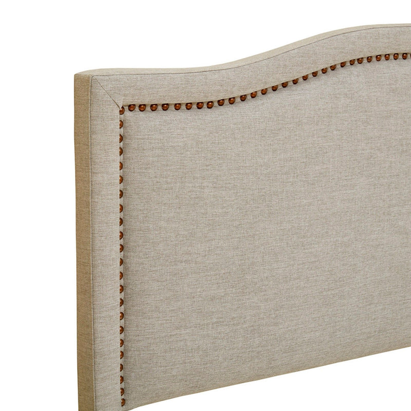 Elegant Panel Headboard With Copper Nailheads And Adjustable Metal Legs - R&R Furniture Gallery (Fountain Valley, CA)