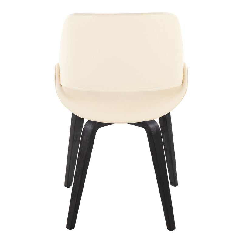 Lumi Source Fabrico mid-century modern dining chair set with comfortable design, featuring wooden legs and upholstered seats.