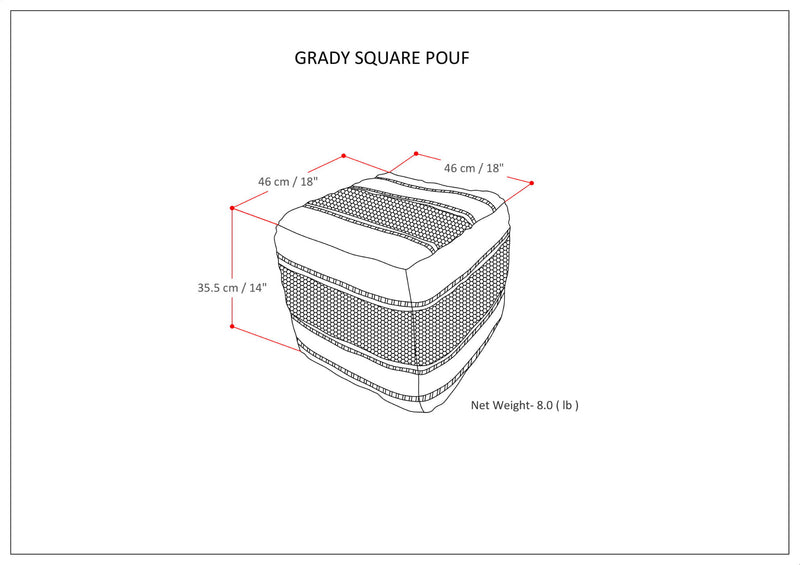 Grady - Handcrafted Square Pouf - R&R Furniture Gallery (Fountain Valley, CA)