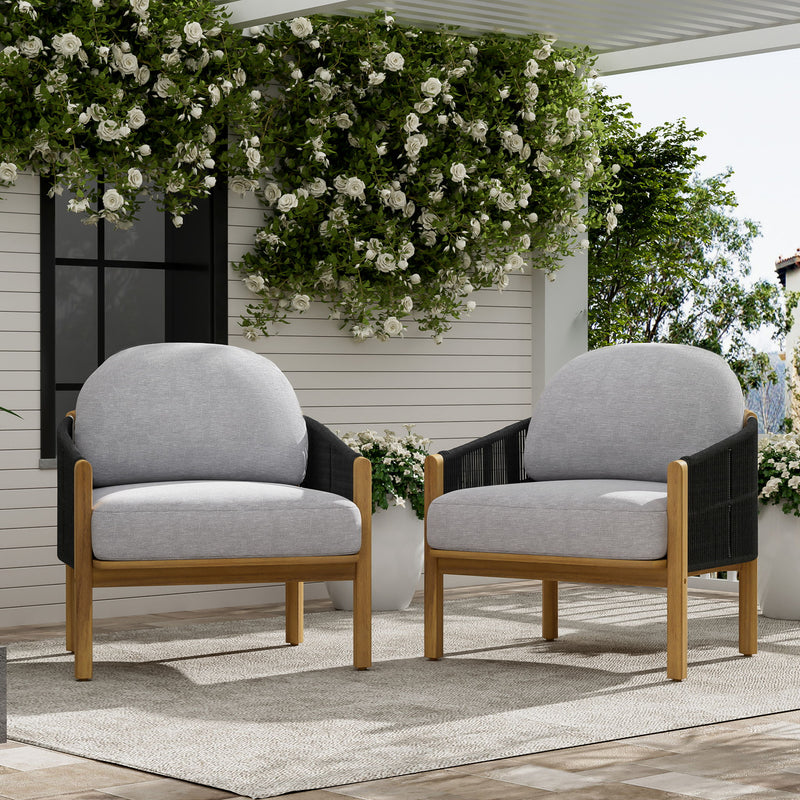 Grotta - Outdoor Wood Club Chair (Set of 2) - R&R Furniture Gallery (Fountain Valley, CA)