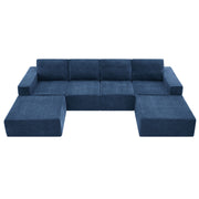 Modular U Shaped Sectional With Ottomans, Luxury Cloud Floor Couch With Deep Seat Fully Compressed Upholstered Sofa - R&R Furniture Gallery (Fountain Valley, CA)