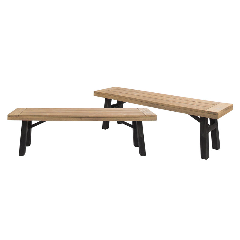 Outdoor Bench With Slat Panel Design And Acacia Wood Frame - R&R Furniture Gallery (Fountain Valley, CA)