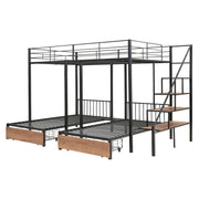 Full Over Twin-Twin Triple Bunk Bed With Drawers And Staircase - Black - R&R Furniture Gallery (Fountain Valley, CA)