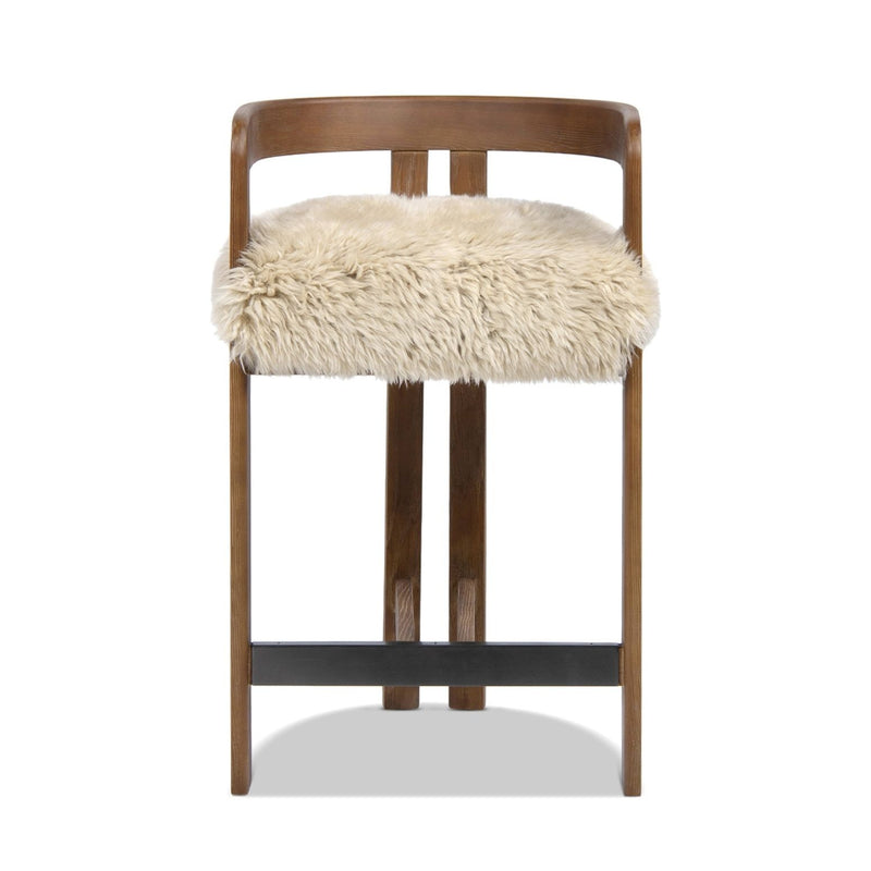 Jennifer Taylor Home Millwick low back counter stool with wooden legs and upholstered seat, ideal for kitchen or bar area.
