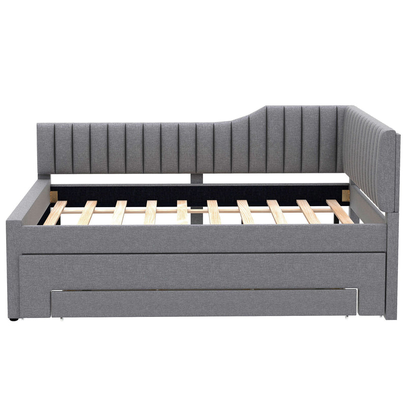 Upholstered Daybed With Trundle And 3 Drawers - R&R Furniture Gallery (Fountain Valley, CA)