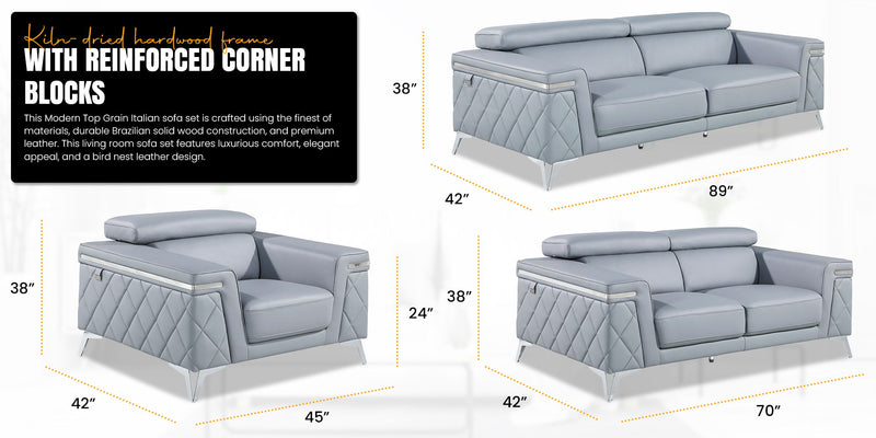 1140 - Top Grain Italian Leather Living Room Set - Black - R&R Furniture Gallery (Fountain Valley, CA)