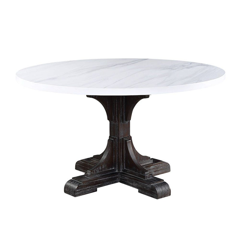 Gerardo - Dining Table - White Marble Top & Weathered Espresso - R&R Furniture Gallery (Fountain Valley, CA)