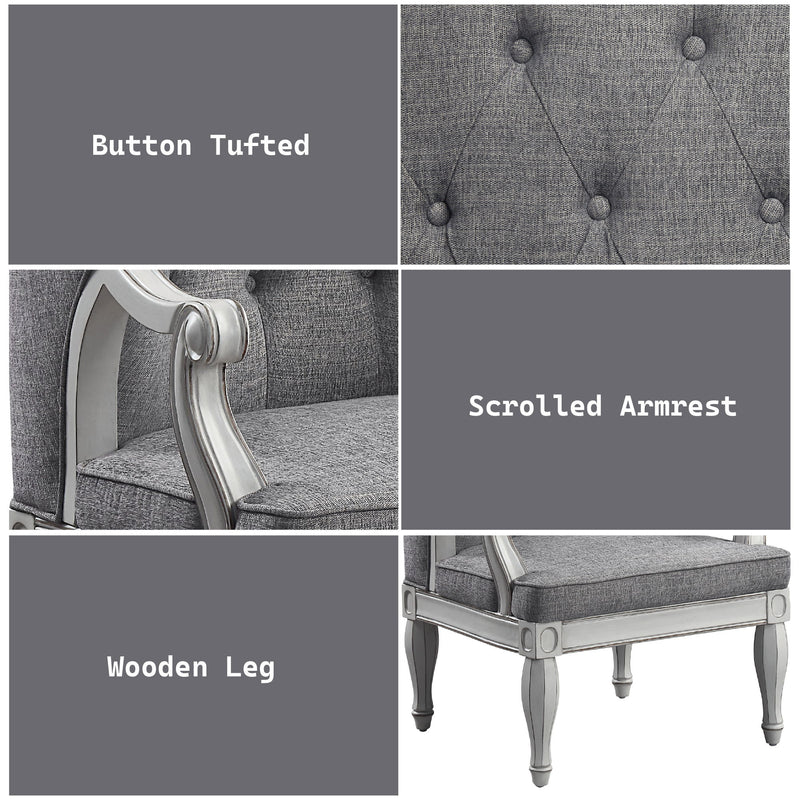 Florian - Chair - Gray Fabric & Antique White - R&R Furniture Gallery (Fountain Valley, CA)