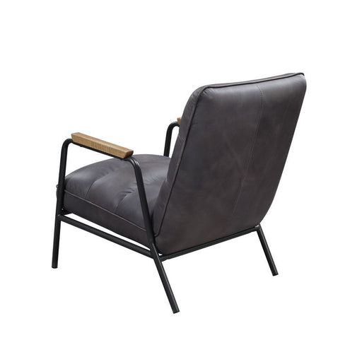 Nignu - Accent Chair - Gray Top Grain Leather & Matt Iron - R&R Furniture Gallery (Fountain Valley, CA)