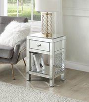 Nysa - 18" X 14" Accent Table - Mirrored & Faux Crystals - R&R Furniture Gallery (Fountain Valley, CA)