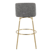 Lumi Source Toriano contemporary fixed height barstool set with swivel and round footrest, shown in a modern kitchen setting