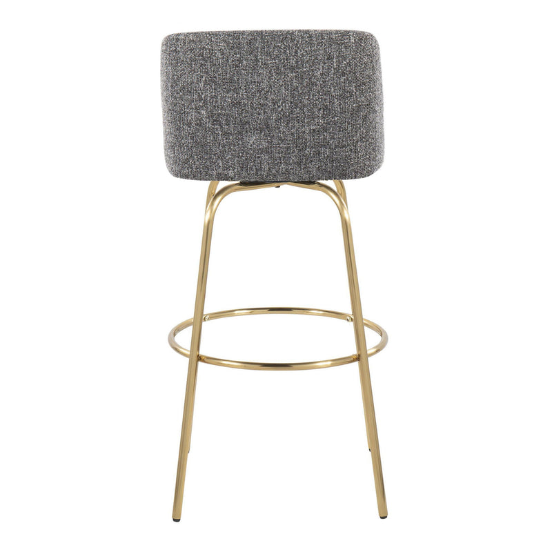 Lumi Source Toriano contemporary fixed height barstool set with swivel and round footrest, shown in a modern kitchen setting