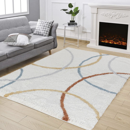 Loft Shag - 5' 3" X 7' Polypropylene Shaggy Area Rug - Ivory - R&R Furniture Gallery (Fountain Valley, CA)