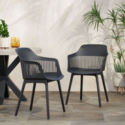 Pair of Noble House Dahlia chairs with wooden legs and cushioned seats, set of two, ideal for dining or living room decor.