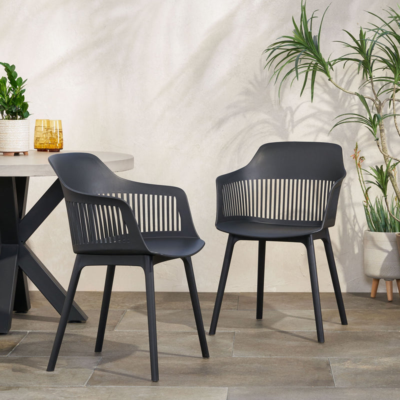 Pair of Noble House Dahlia chairs with wooden legs and cushioned seats, set of two, ideal for dining or living room decor.