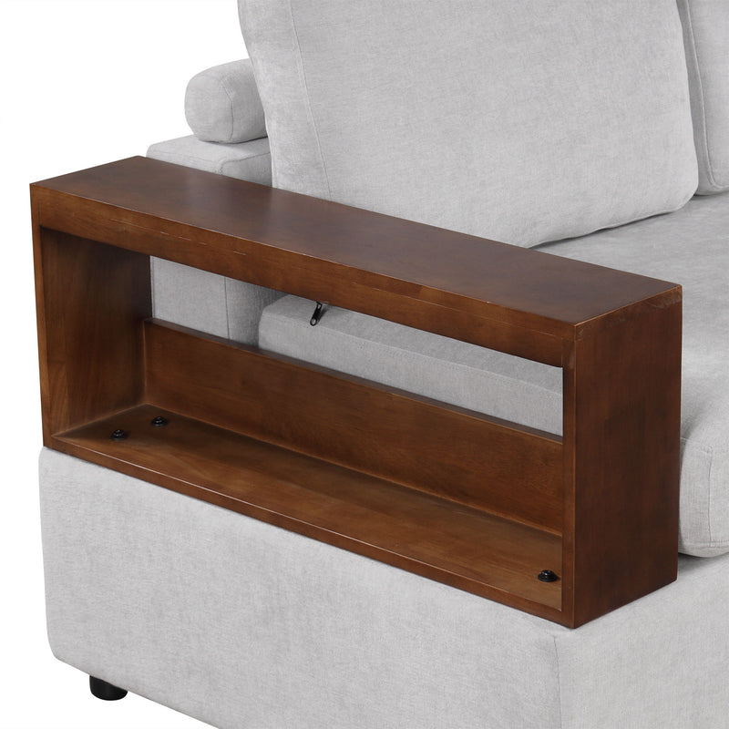 Noble House stationary sectional sofa with upholstered cushions and reversible armrests, ideal for modern living room seating.