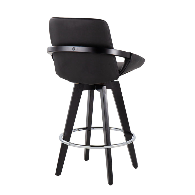 Lumi Source Cosmo contemporary fixed height counter stools set of 2 with swivel seats and round footrests, showcasing modern design.