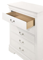 Louis Phillipe accent chest by Glory Furniture, wooden storage cabinet with elegant design and multiple drawers.