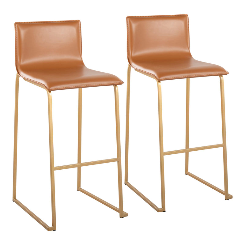 Set of two Lumi Source Mara contemporary upholstered barstools with padded seats and sleek modern design.