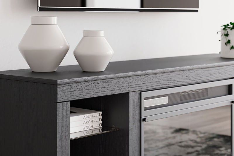 Cayberry - TV Stand With Fireplace - Black - R&R Furniture Gallery (Fountain Valley, CA)