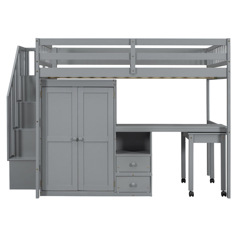 Loft Bed With Stairs, Bookshelf, Drawers, Desk & Wardrobe, Space Saving Multifunctional Furniture - R&R Furniture Gallery (Fountain Valley, CA)