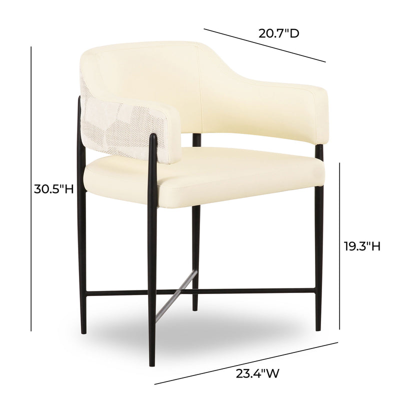 Sezanne - Vegan Leather And 2-Tone Jacquard Dining Chair - Cream - R&R Furniture Gallery (Fountain Valley, CA)