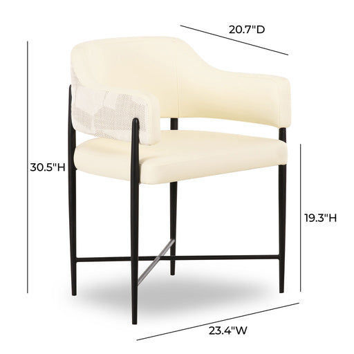Sezanne - Vegan Leather And 2-Tone Jacquard Dining Chair - Cream - R&R Furniture Gallery (Fountain Valley, CA)