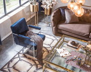 Edmond Modern Blue Velvet & Acrylic Lounge Chair — view 4