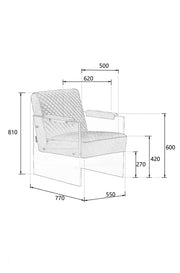 Edmond Modern Blue Velvet & Acrylic Lounge Chair — view 3