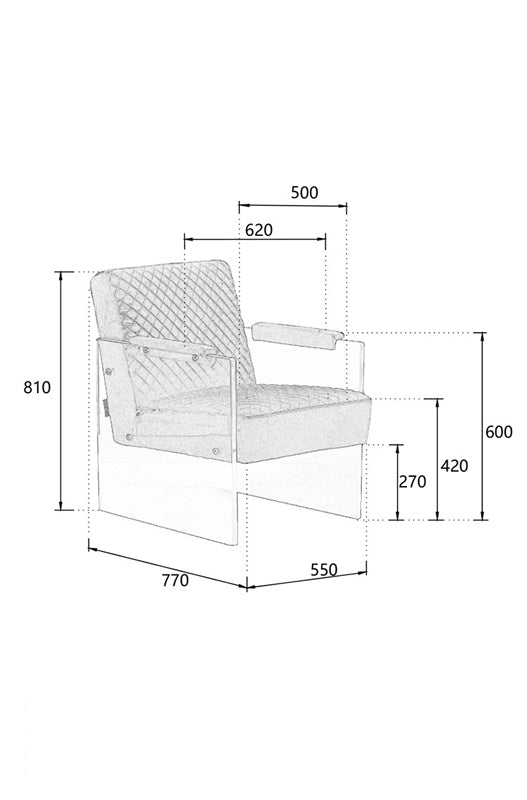 Edmond Modern Blue Velvet & Acrylic Lounge Chair — view 3