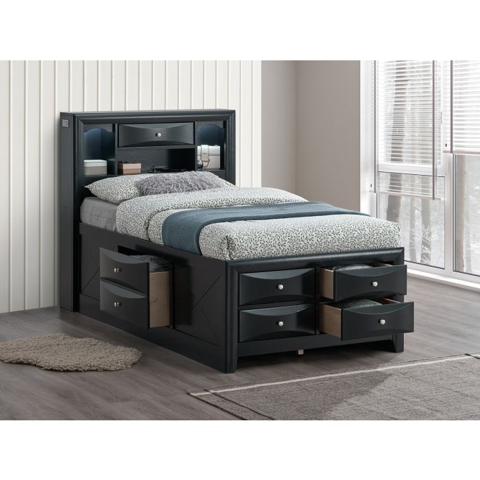 Modern Design Storage Bed With Bookcase Headboard - R&R Furniture Gallery (Fountain Valley, CA)