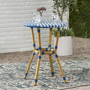 French Bistro Table Outdoor Elegance - White / Blue - R&R Furniture Gallery (Fountain Valley, CA)