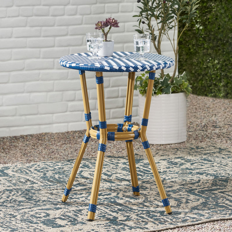 French Bistro Table Outdoor Elegance - White / Blue - R&R Furniture Gallery (Fountain Valley, CA)