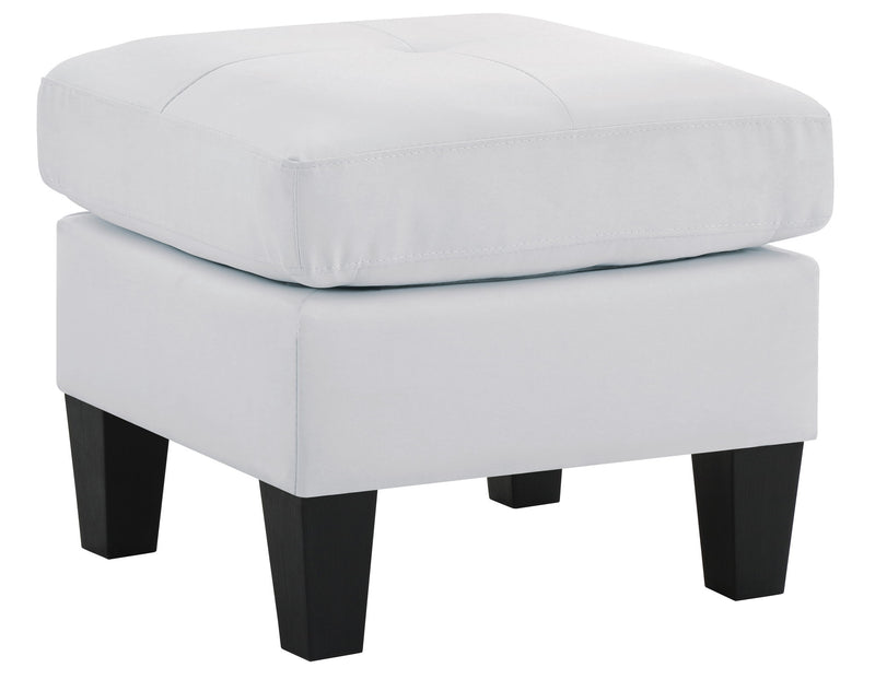 Upholstered Ottoman by Glory Furniture, casual and stylish for modern living spaces, with a cushioned top and sleek design.