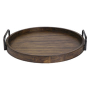 Dark brown round wooden tray by Uttermost, ideal for serving or decorative display, with a smooth polished finish.