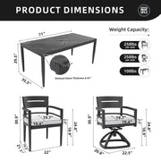 Modern Outdoor Patio Dining Set With Table And Chairs With Sunbrella Cushions - R&R Furniture Gallery (Fountain Valley, CA)